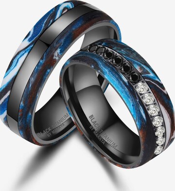 MARRYA Ring 'MARRYA BT-16 Black Titanium Ocean Blue Edition' in Blauw: voorkant