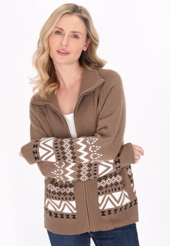 usha BLUE LABEL Knit cardigan in Brown: front