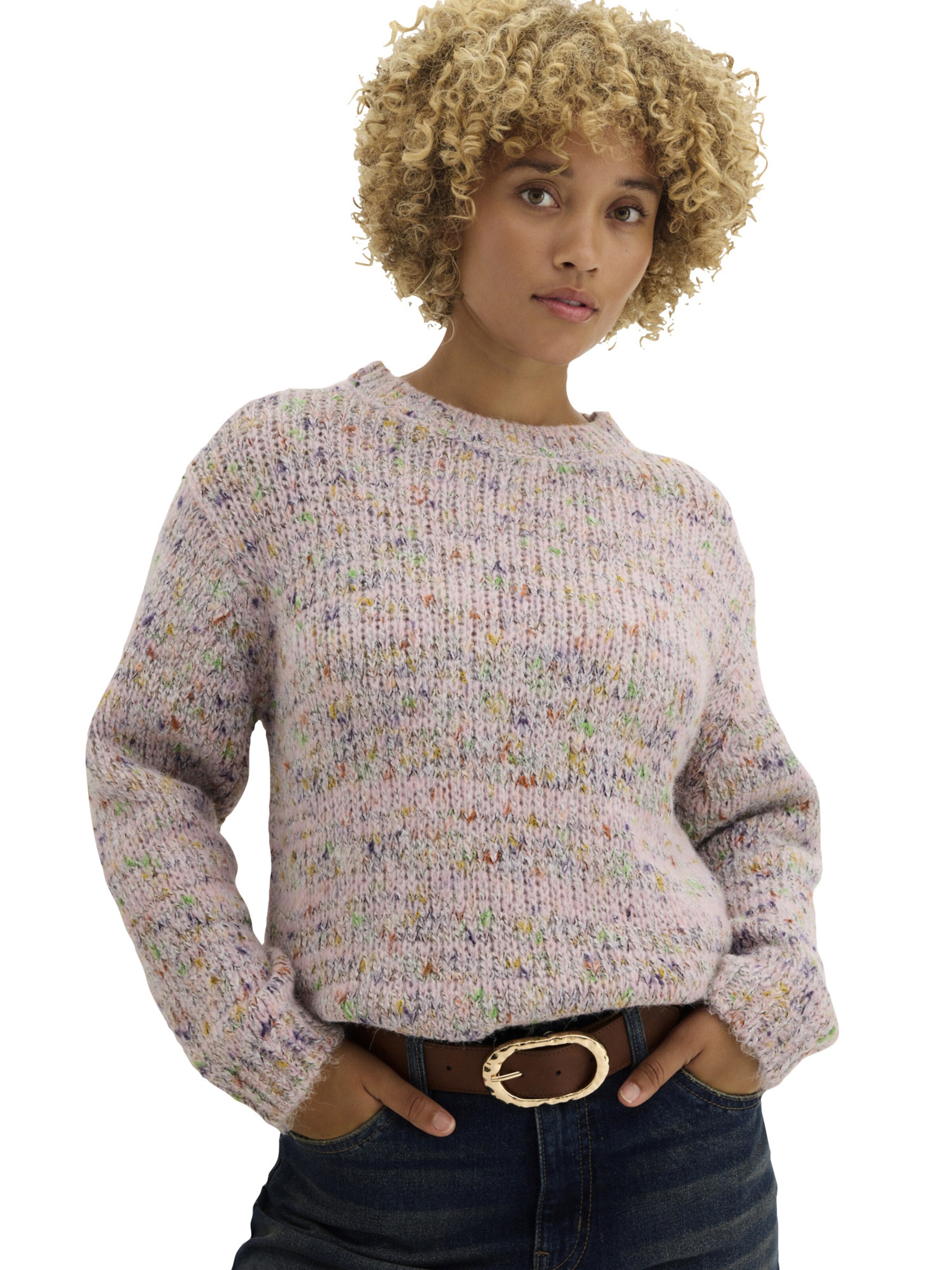 bonprix Sweter w kolorze różowy: przód