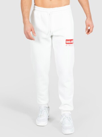 Effilé Pantalon de sport 'Athlete' Smilodox en blanc : devant