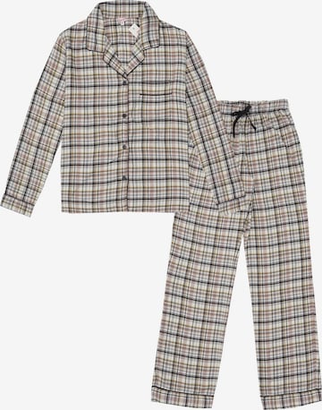 La V Pyjama in Beige: voorkant