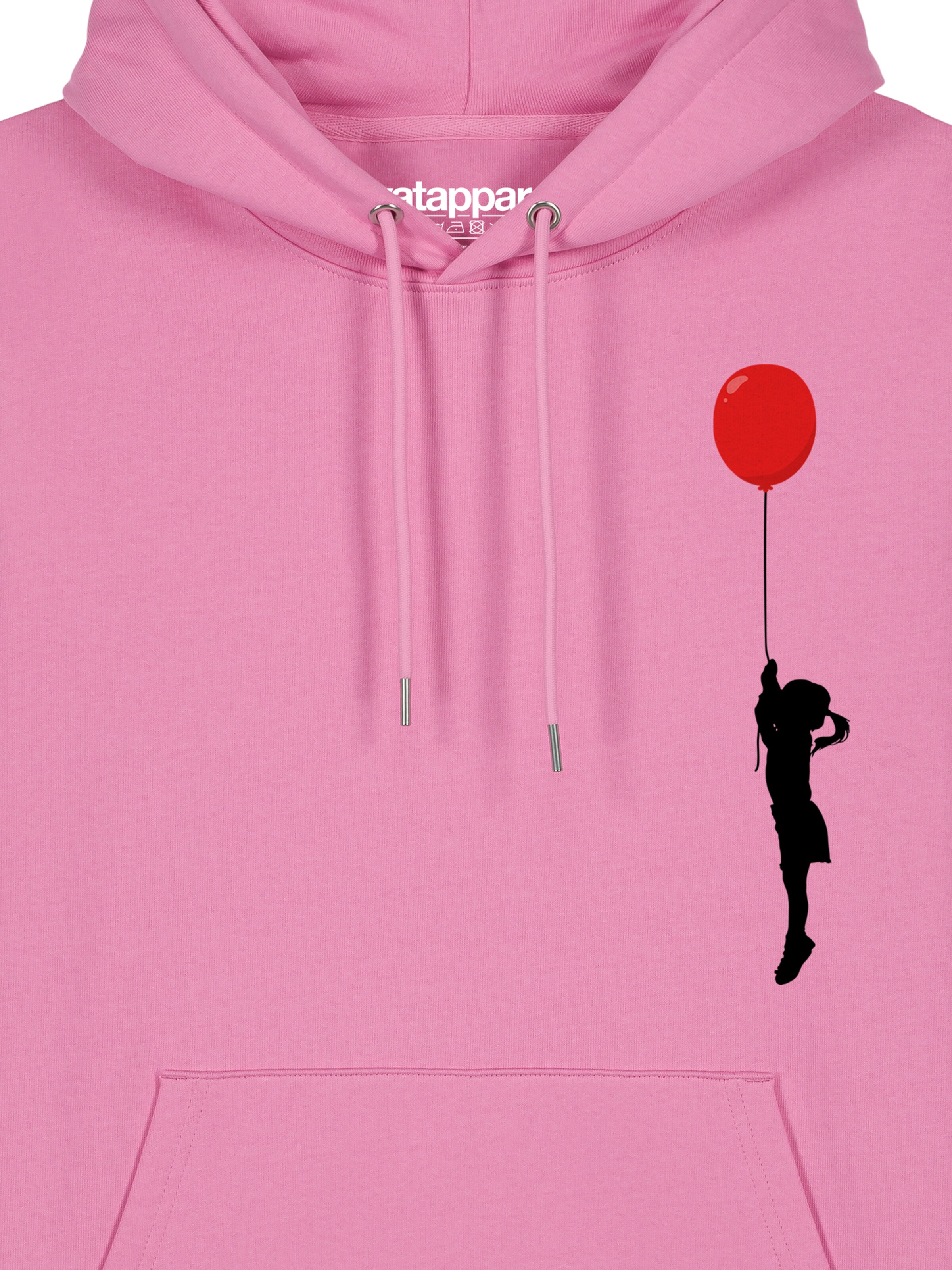 Felpa ' Mädchen mit Luftballon ' di Watapparel in rosa