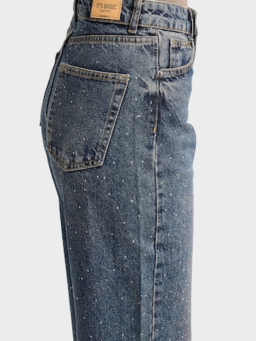 IT'S BASIC Regular Jeans 'Rhinestone Straight High Rise Jeans' in Blauw
