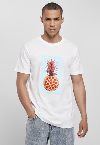Mister Tee Shirt 'Pizza Pineapple' in Wit: voorkant