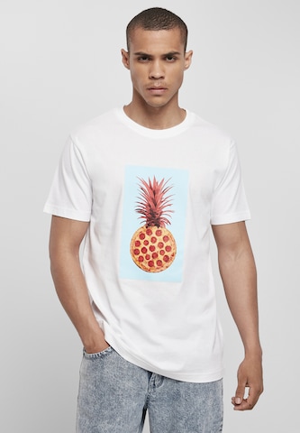 Mister Tee Tričko 'Pizza Pineapple' – bílá: přední strana