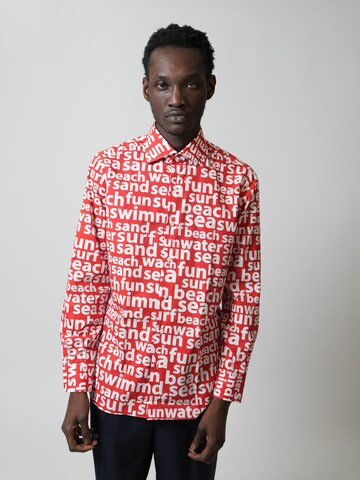 HENRIK Slim fit Button Up Shirt in Red