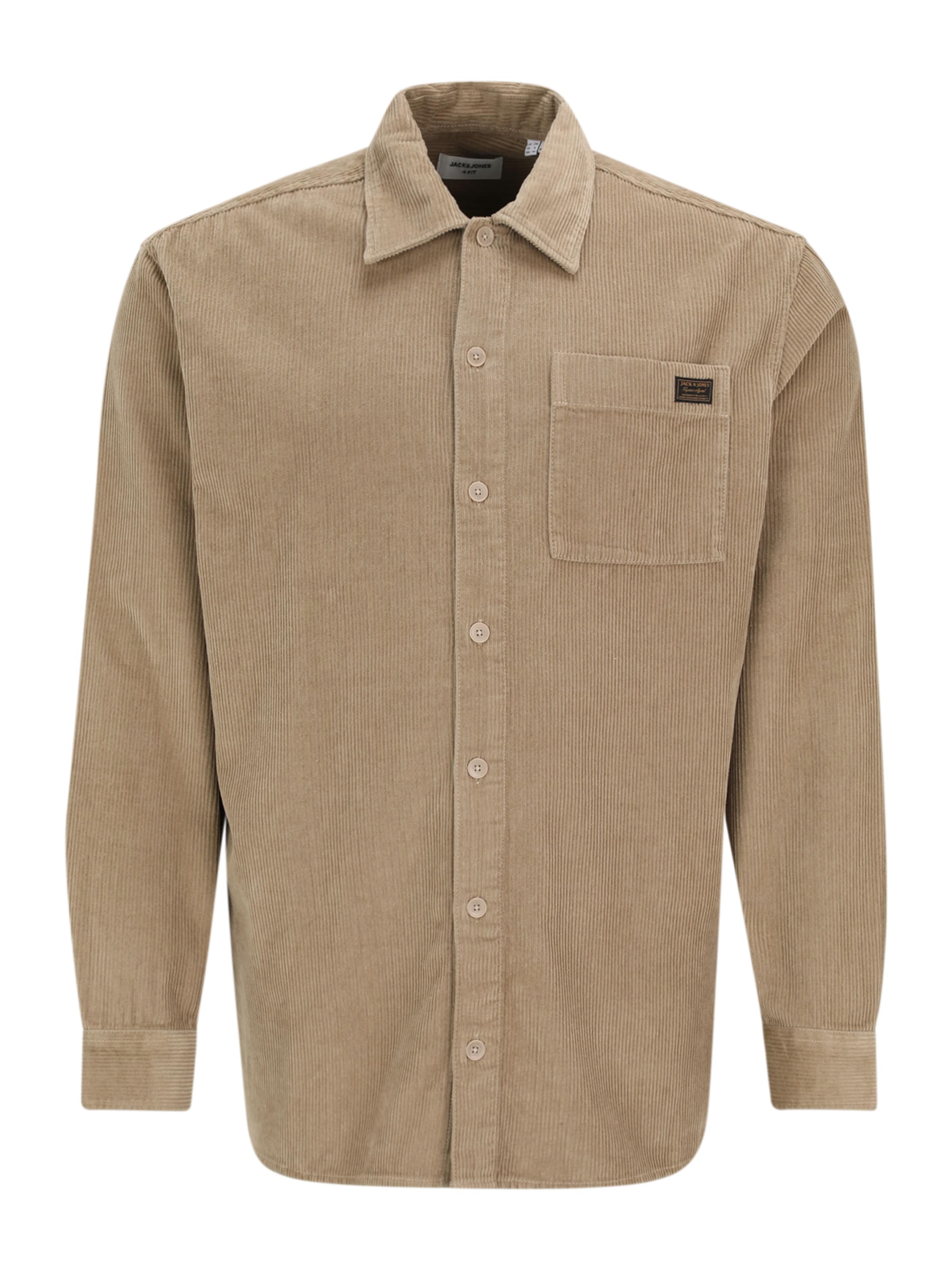 Jack & Jones Plus Comfort Fit Πουκάμισο 'JJUROY' σε μπεζ: μπροστά
