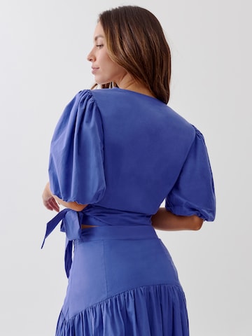 Tussah Blouse 'KATHRYN' in Blue: back