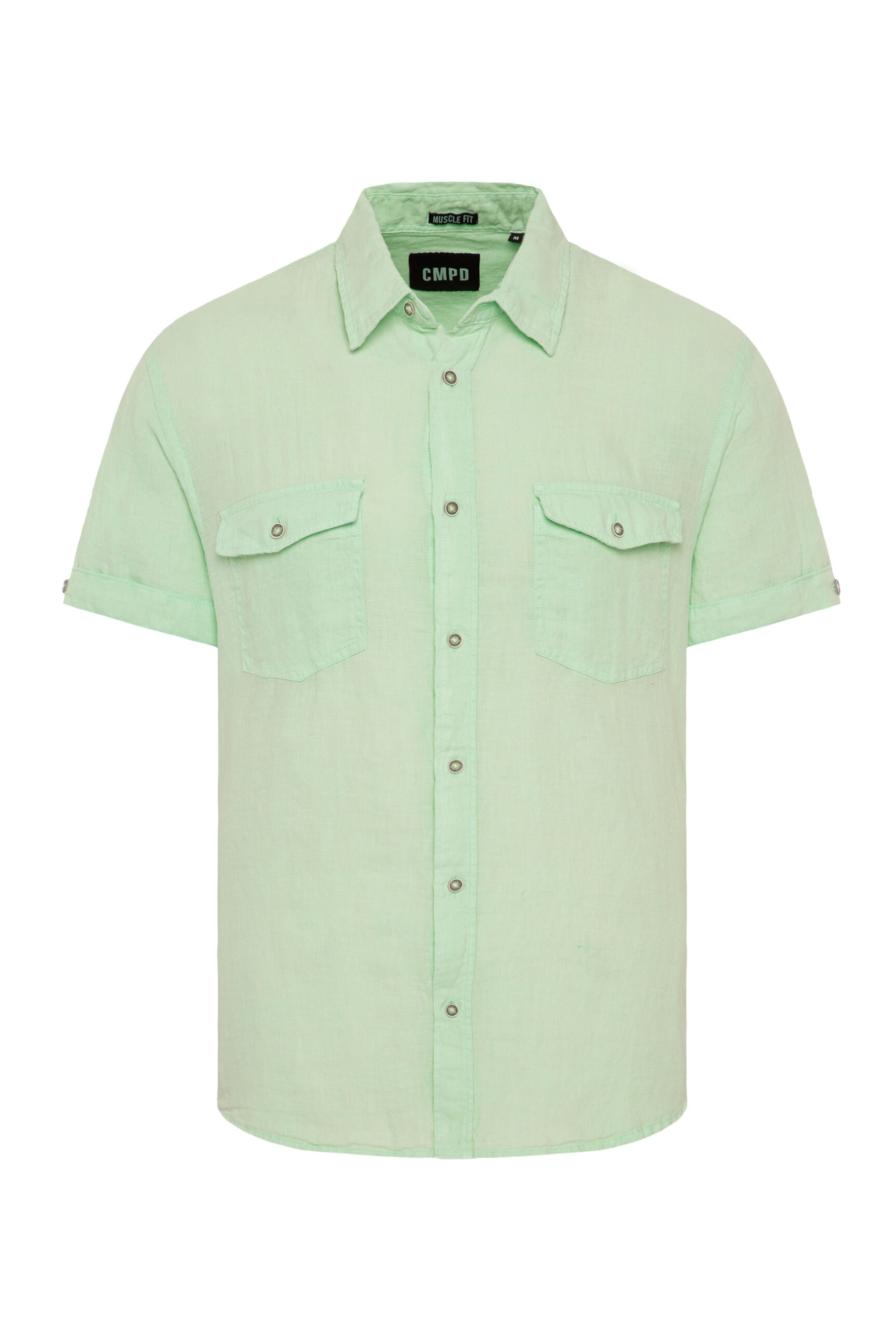 CMPD Slim fit Button Up Shirt in Green: front