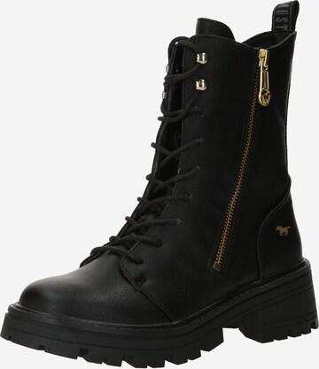 MUSTANG Lace-Up Ankle Boots in Black: front