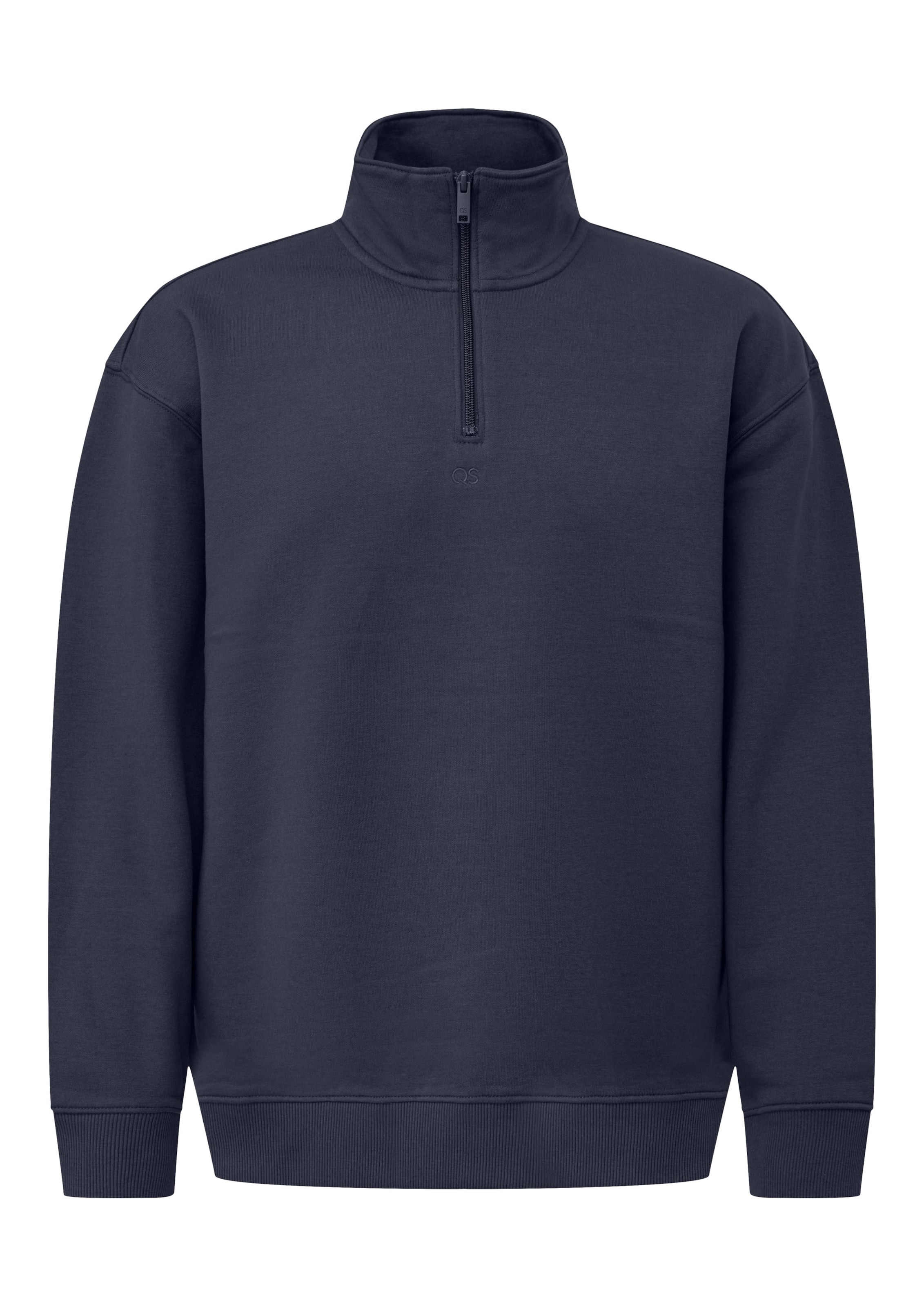 Sweat-shirt QS en bleu : devant