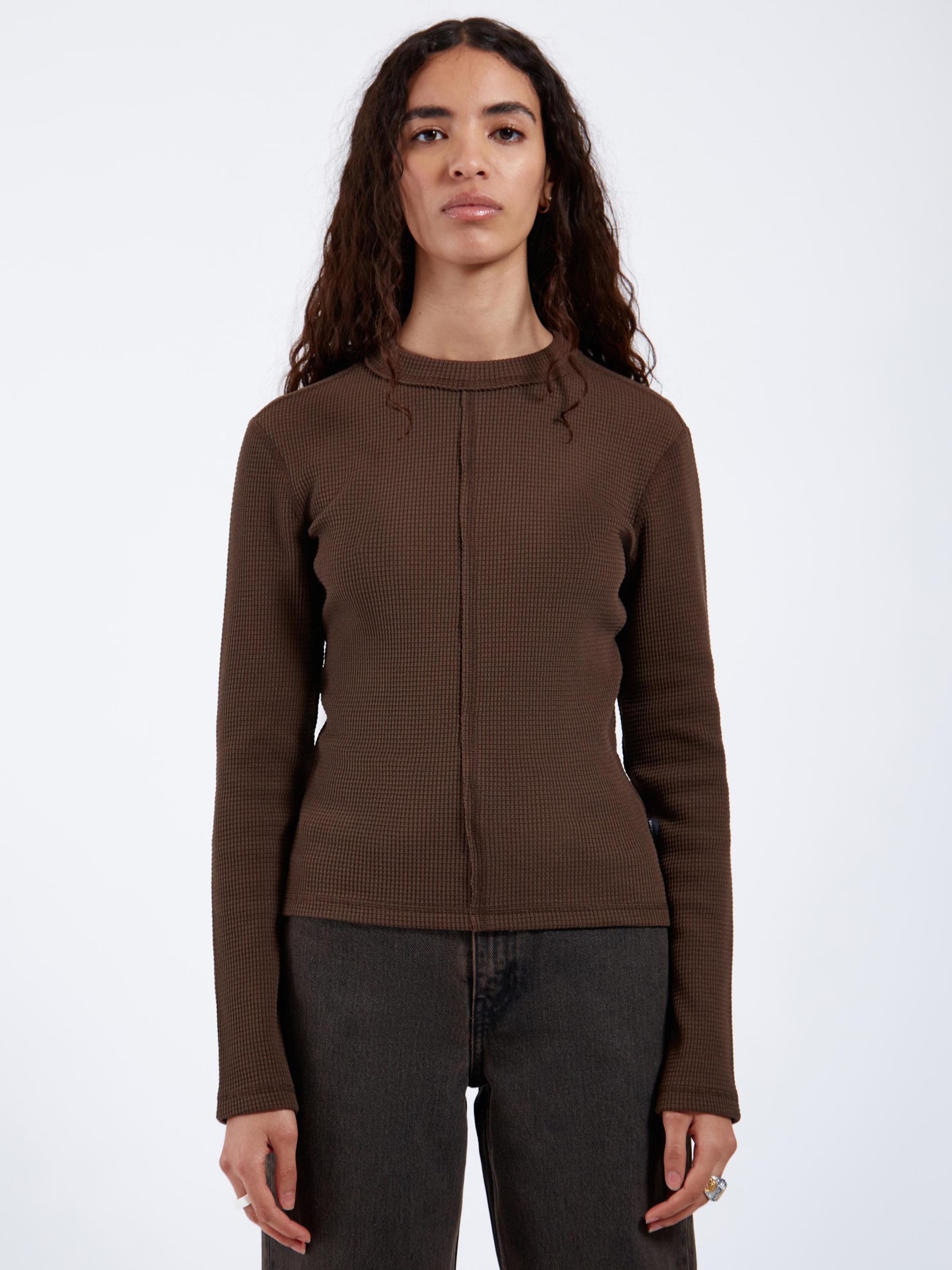 Dr. Denim Top 'Stella Waffle Top' in Brown: front