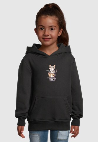 Merchcode Sweatshirt 'Hi Cats' in Zwart: voorkant