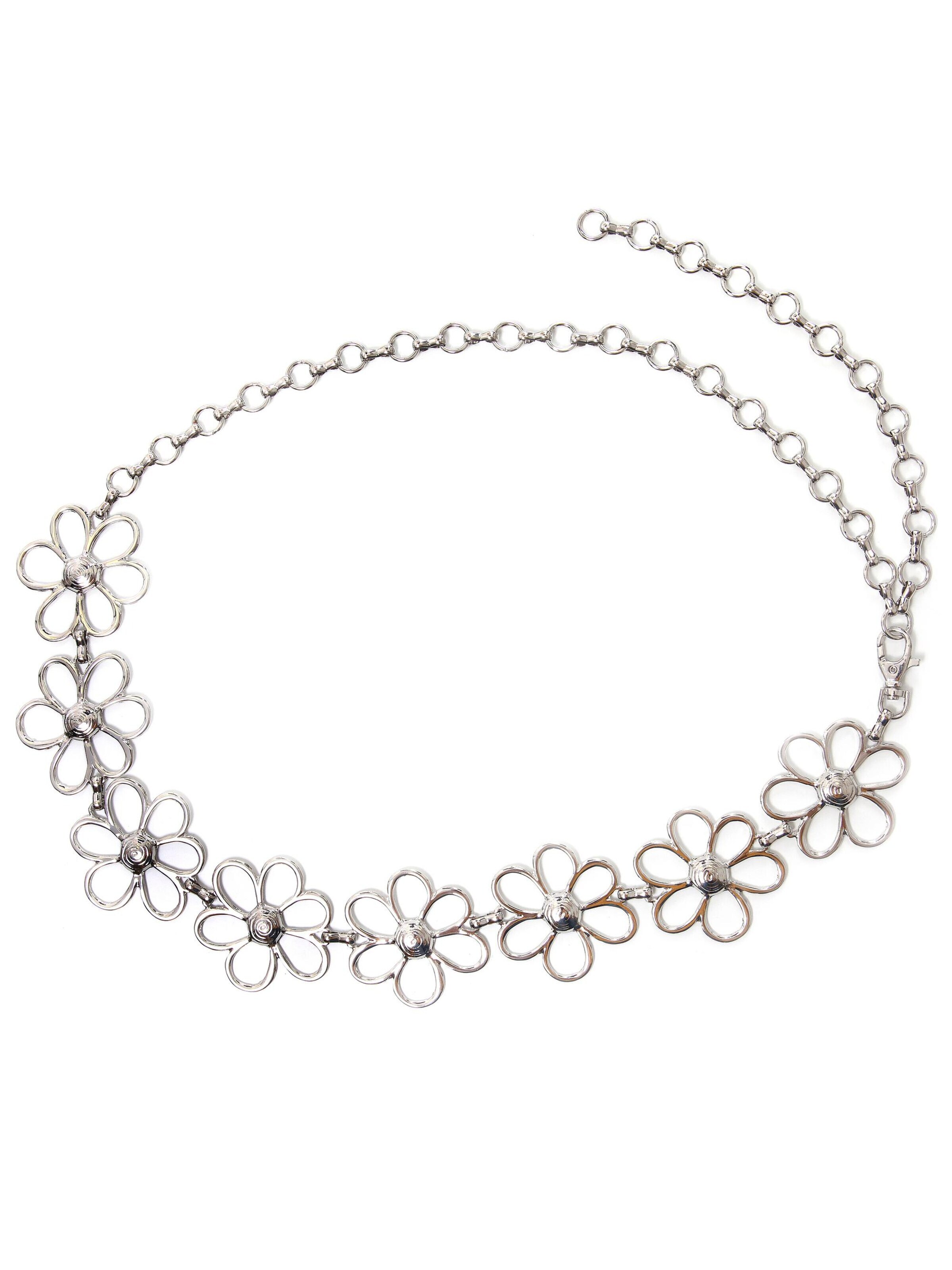 COLLEZIONE ALESSANDRO Belt 'Flower' in Silver: front