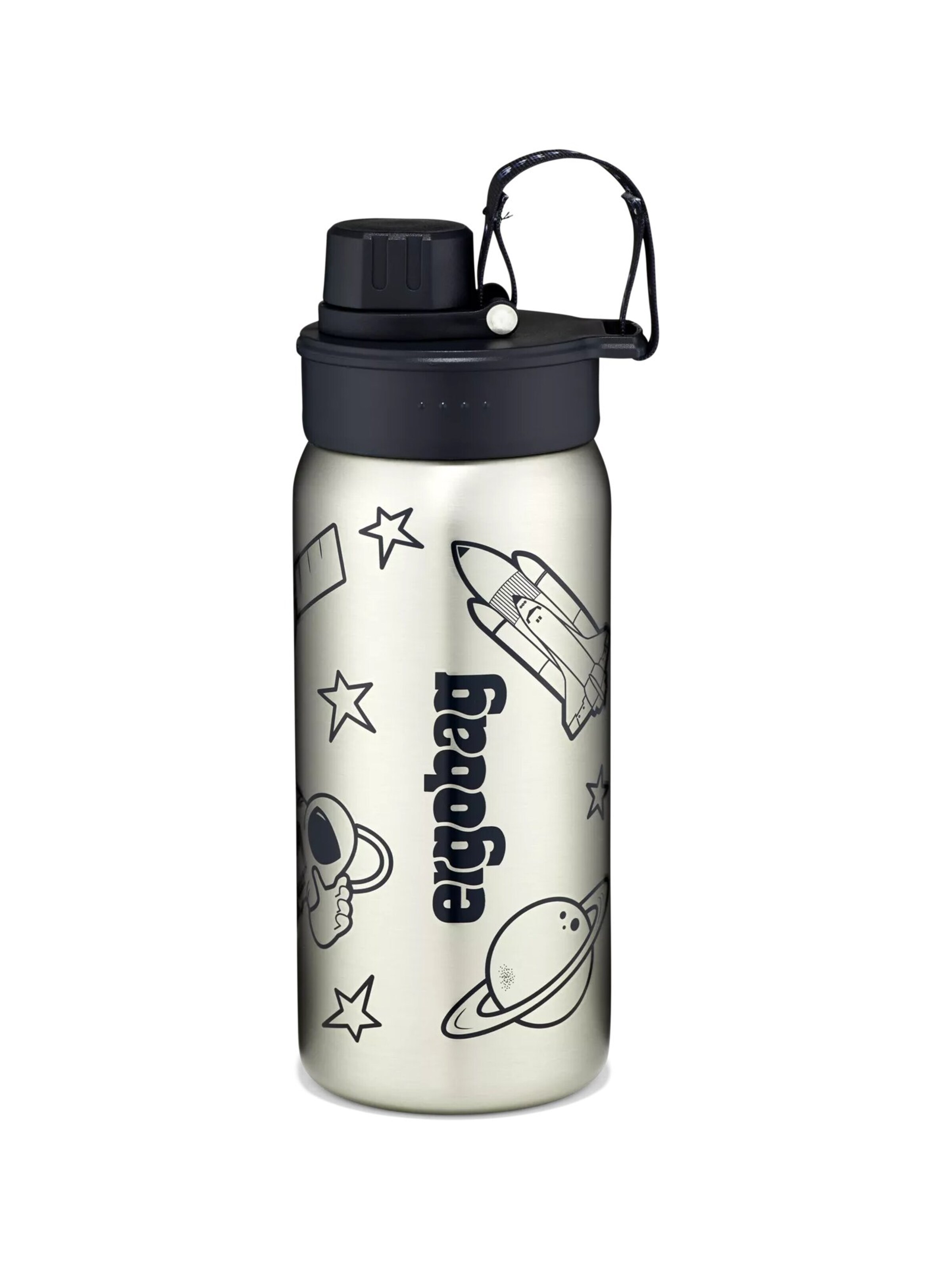 ergobag Drinking Bottle 'Trinkflasche Edelstahl Trinkflasche' in Black: front