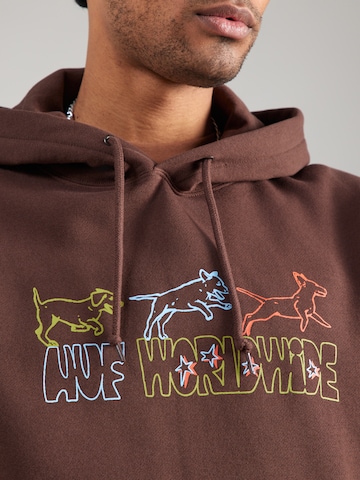 HUF Sweatshirt 'Fetch' in Brown