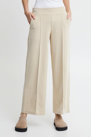 ICHI Wide Leg Stoffhose 'Kate' in Beige: predná strana