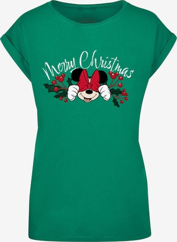 ABSOLUTE CULT T-Shirt 'Minnie Mouse - Christmas Holly' in Grün: predná strana