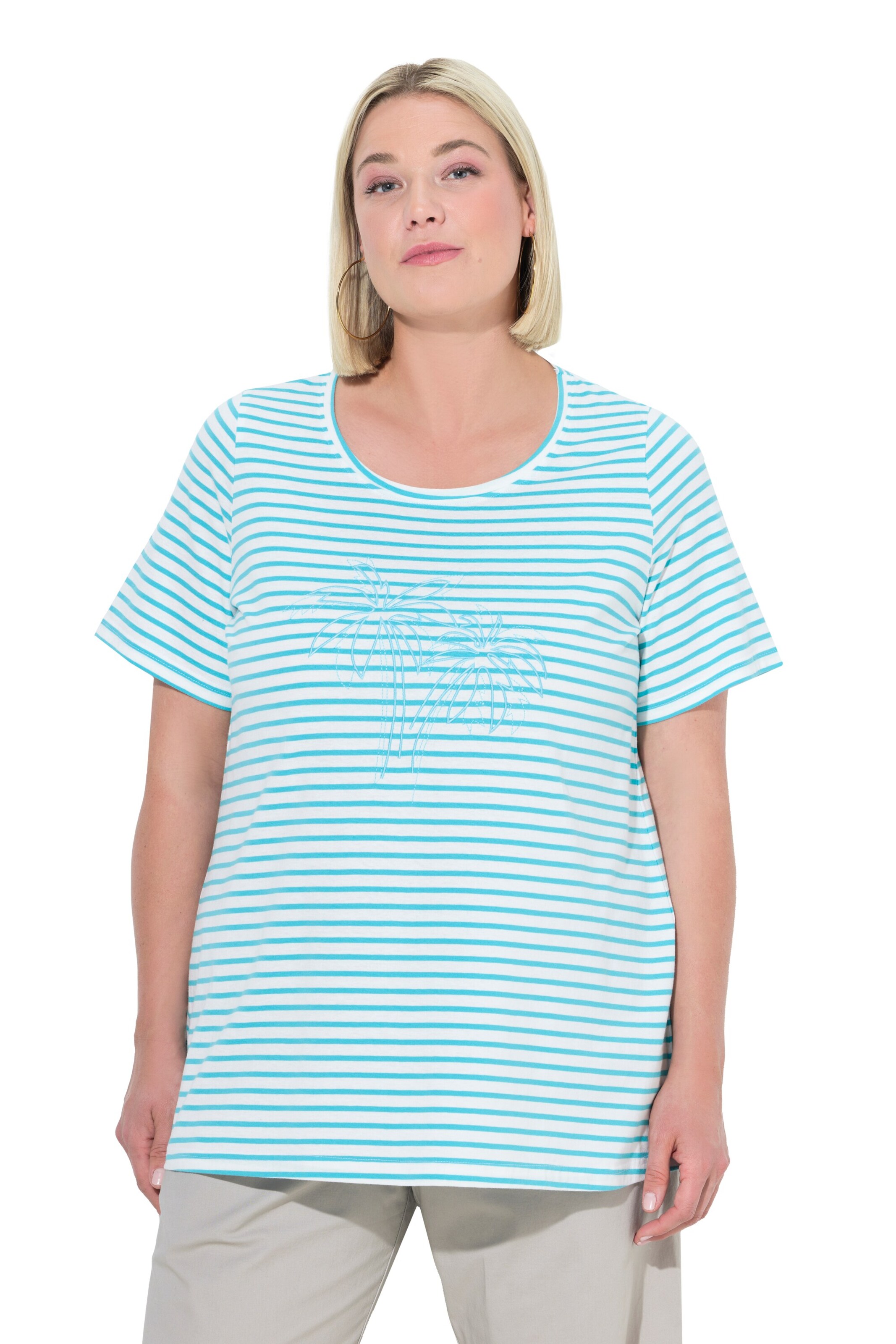 T-shirt Ulla Popken en bleu : devant
