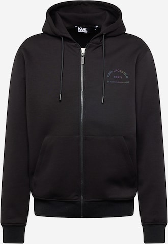 Karl Lagerfeld Zip-Up Hoodie in Black: front