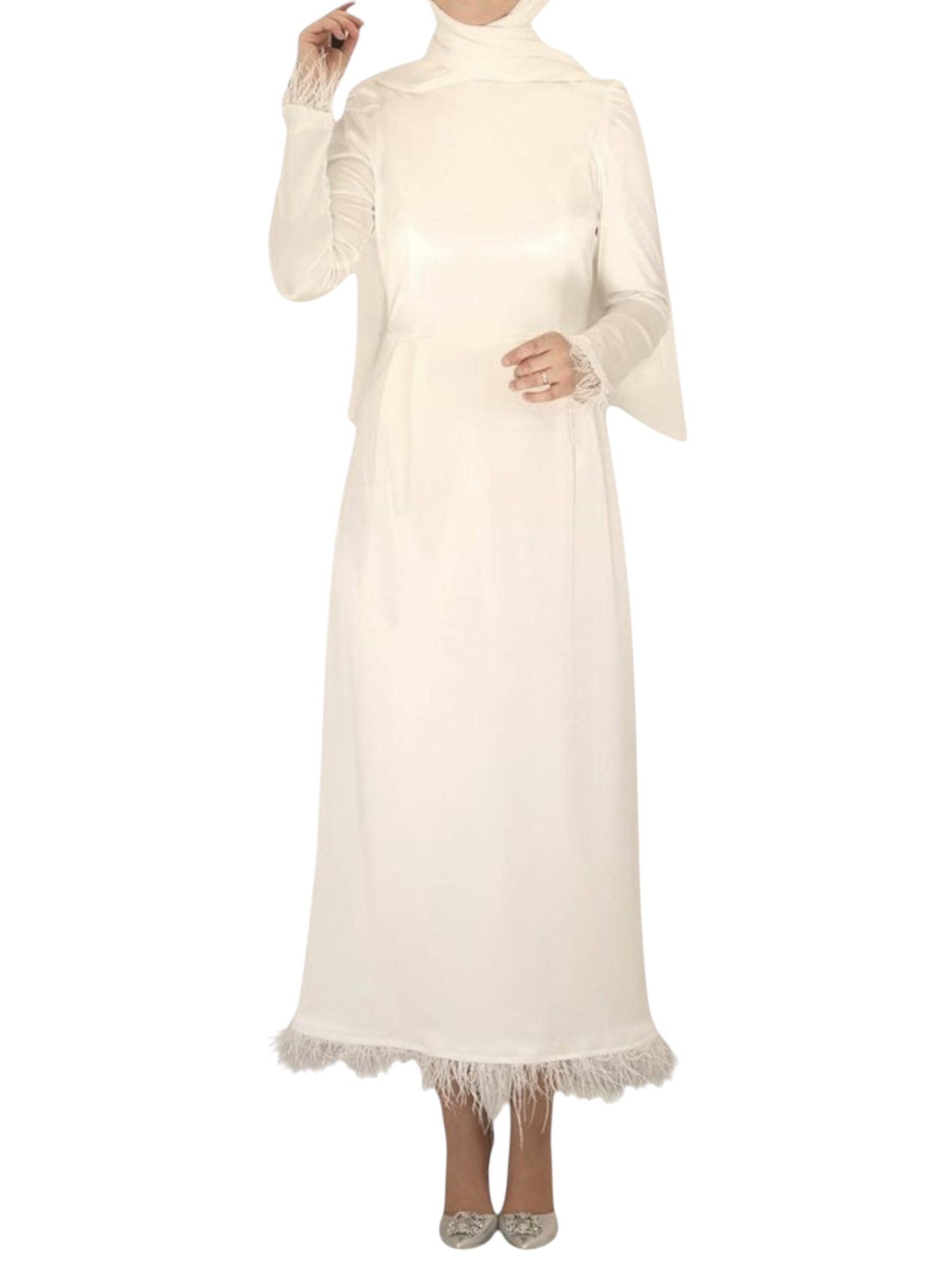 fashionshowcase Abendkleid 'Feather Grace'‌‌‌‌‌‌‌‌ in Weiß