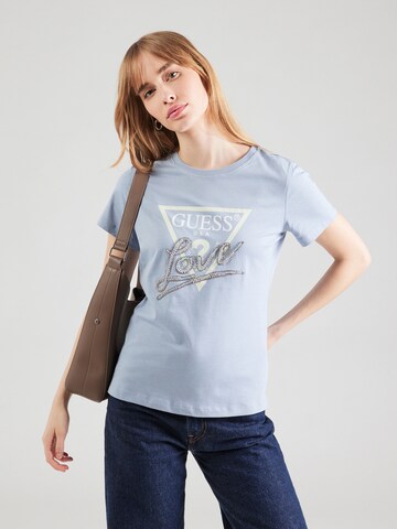 GUESS Μπλουζάκι σε μπλε: μπροστά