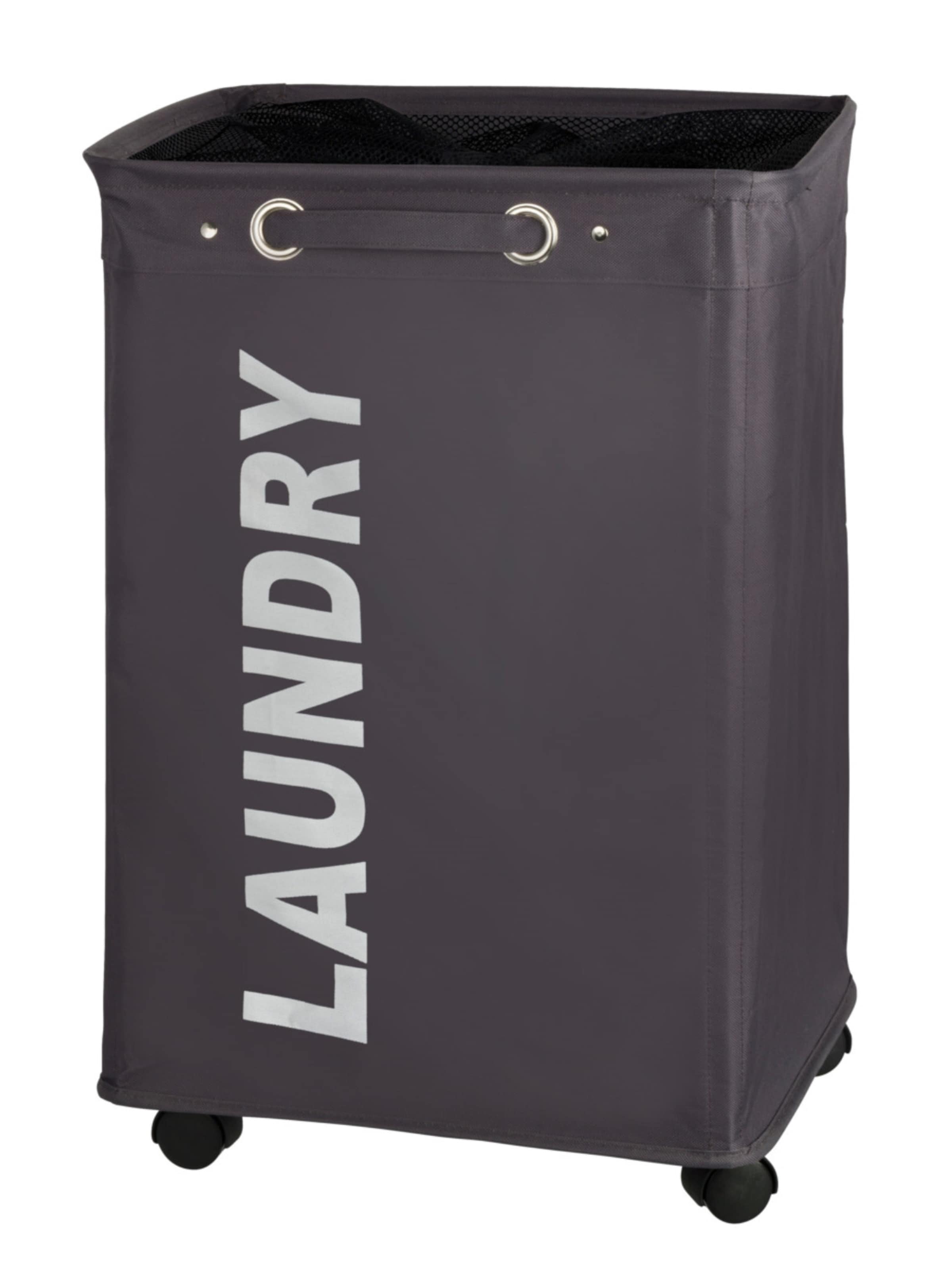 Wenko Wäschebehälter 'Quadro' in Grau: Vorderseite