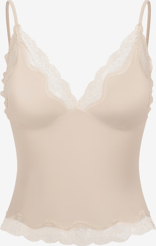 Haut 'Deep Neck Lace Top' cfab (formerly creamy fabrics) en beige : devant