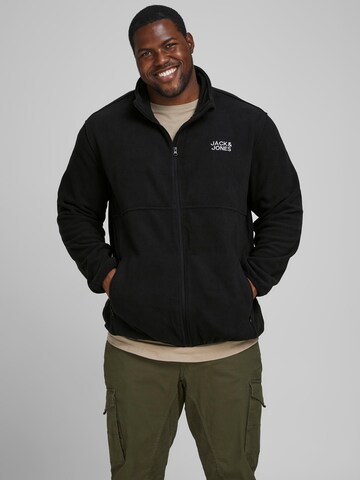 Jack & Jones Plus Fleece jas in Zwart: voorkant