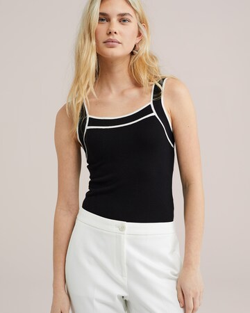 WE Fashion Gebreide top in Zwart: voorkant