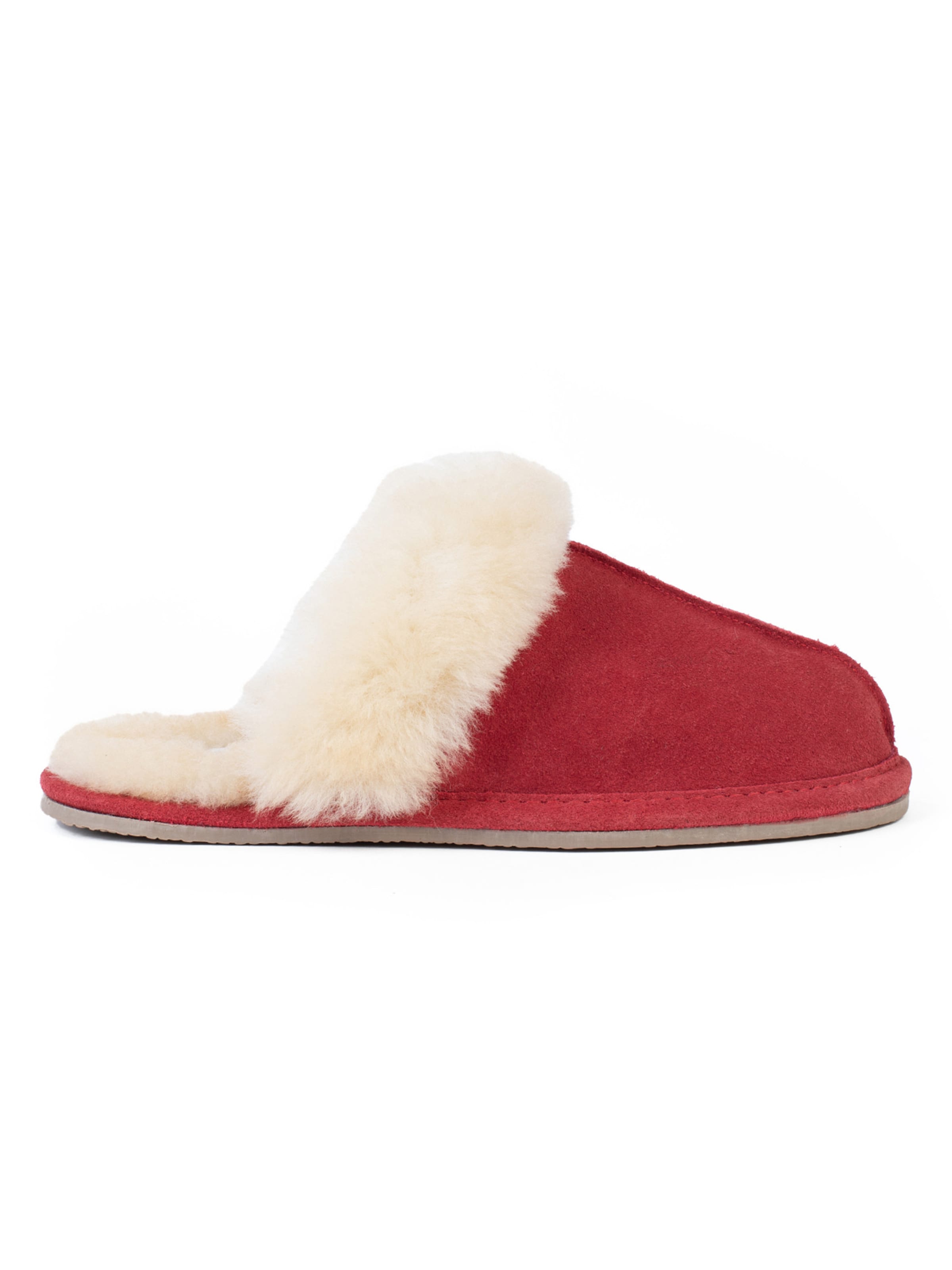 Minnetonka - Pantufa 'Sheepskin Slide' em vermelho