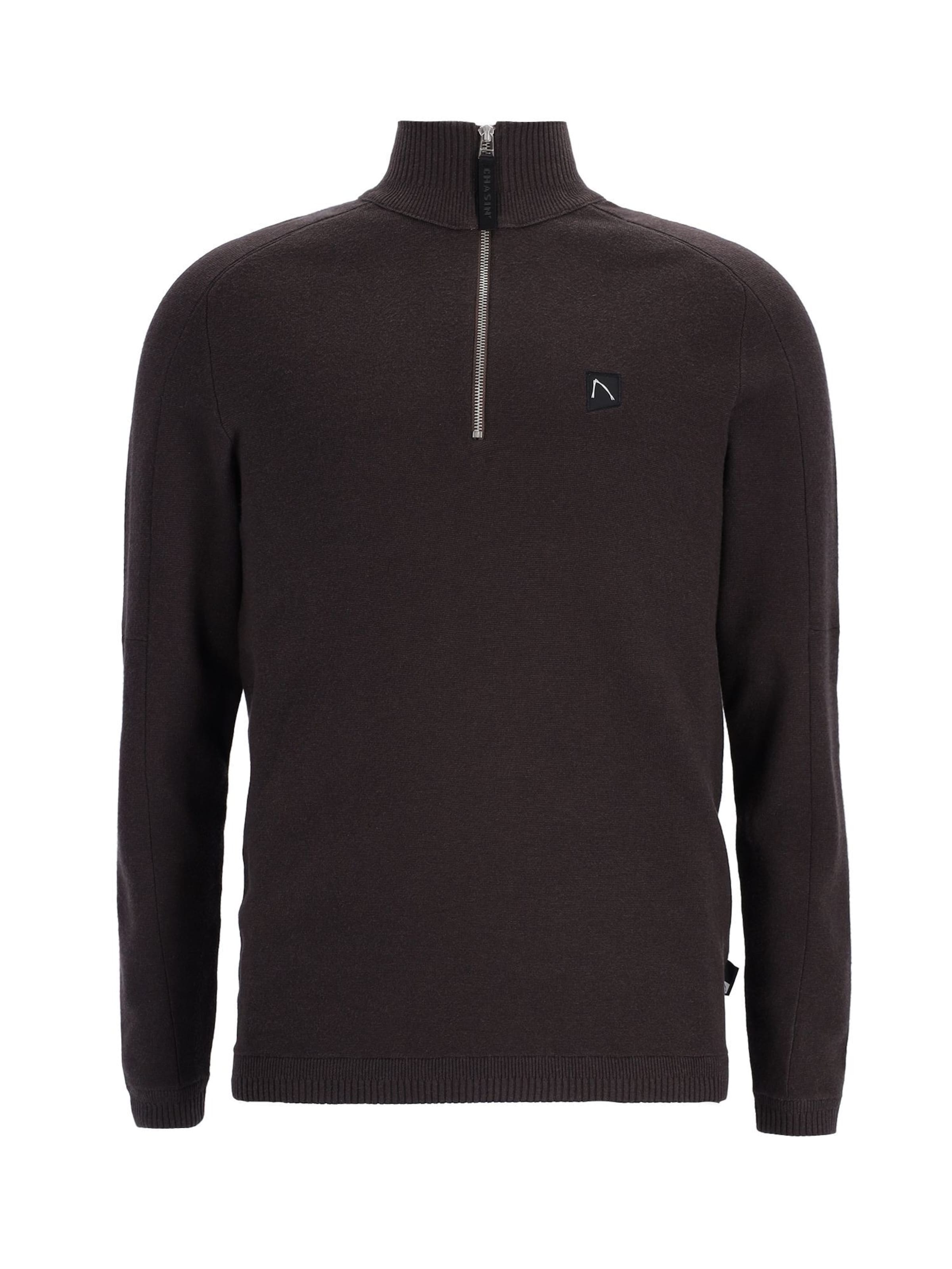 CHASIN' Pullover 'Oscar Half Zip' in Braun: Vorderseite