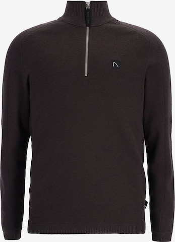 Pull-over 'Oscar Half Zip' CHASIN' en marron : devant