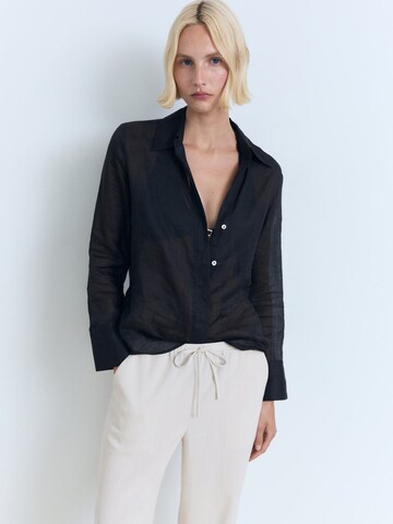 MANGO Loose fit Trousers 'RIGA' in Beige