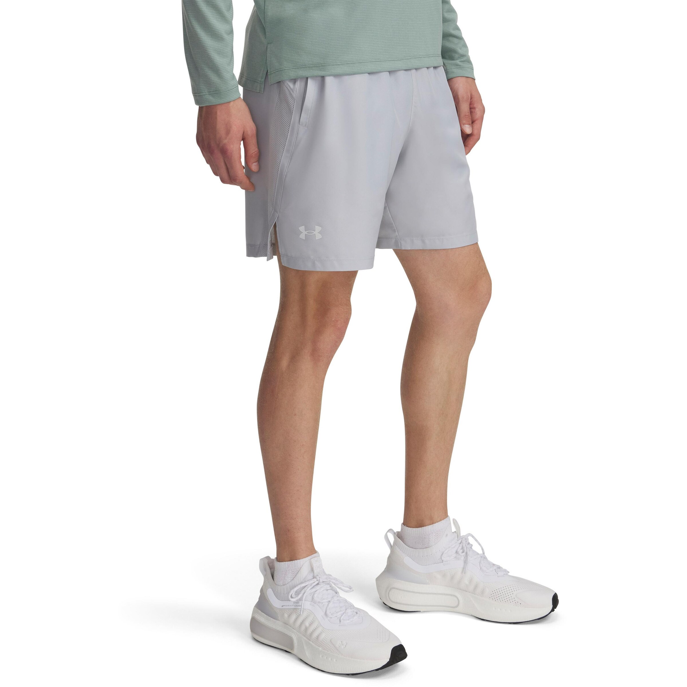 UNDER ARMOUR Regular Workout Pants 'Launch 7' in Grey: front