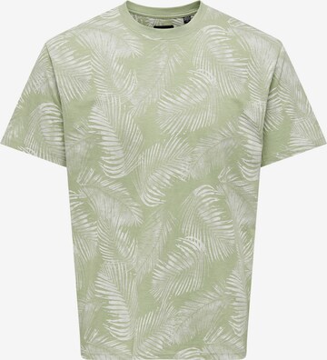 Only & Sons T-shirt 'Perry' i grön: framsida