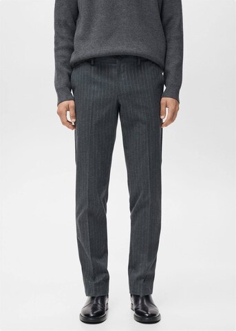 MANGO MAN Slim fit Pleated Pants 'Brest' in Grey: front