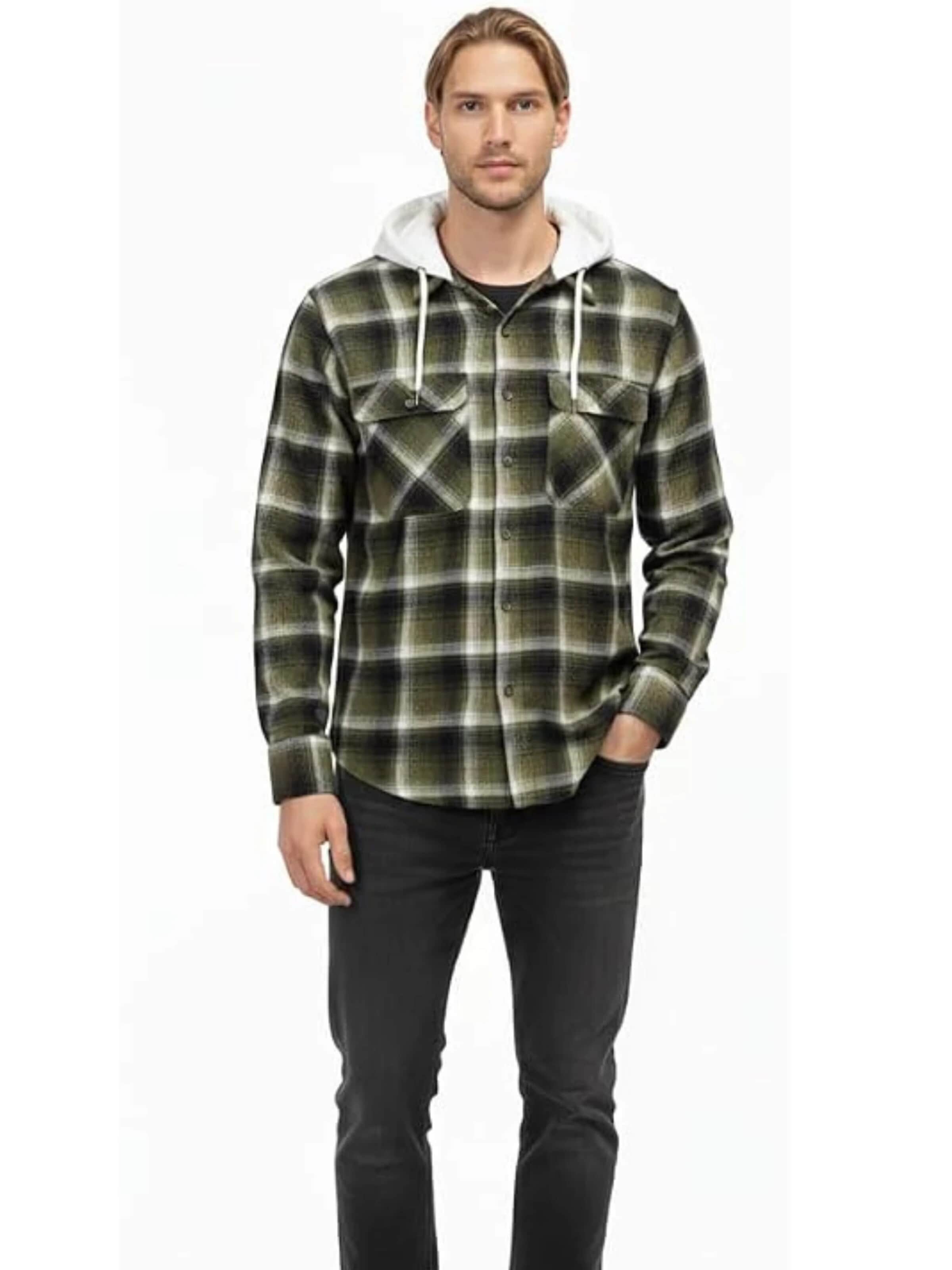 Regular fit Camicia 'Mens flannel with hooddie' di Radwa in verde