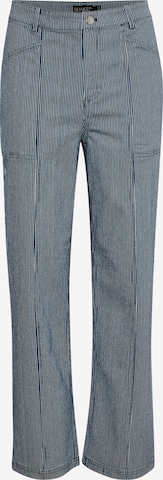 SOAKED IN LUXURY Loose fit Trousers with creases 'Swan' in Blue: front