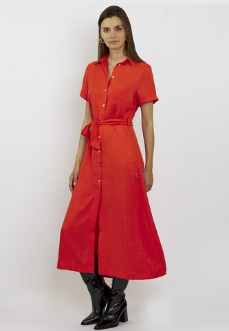 FRESHLIONS Dress 'Long Button up' in Red