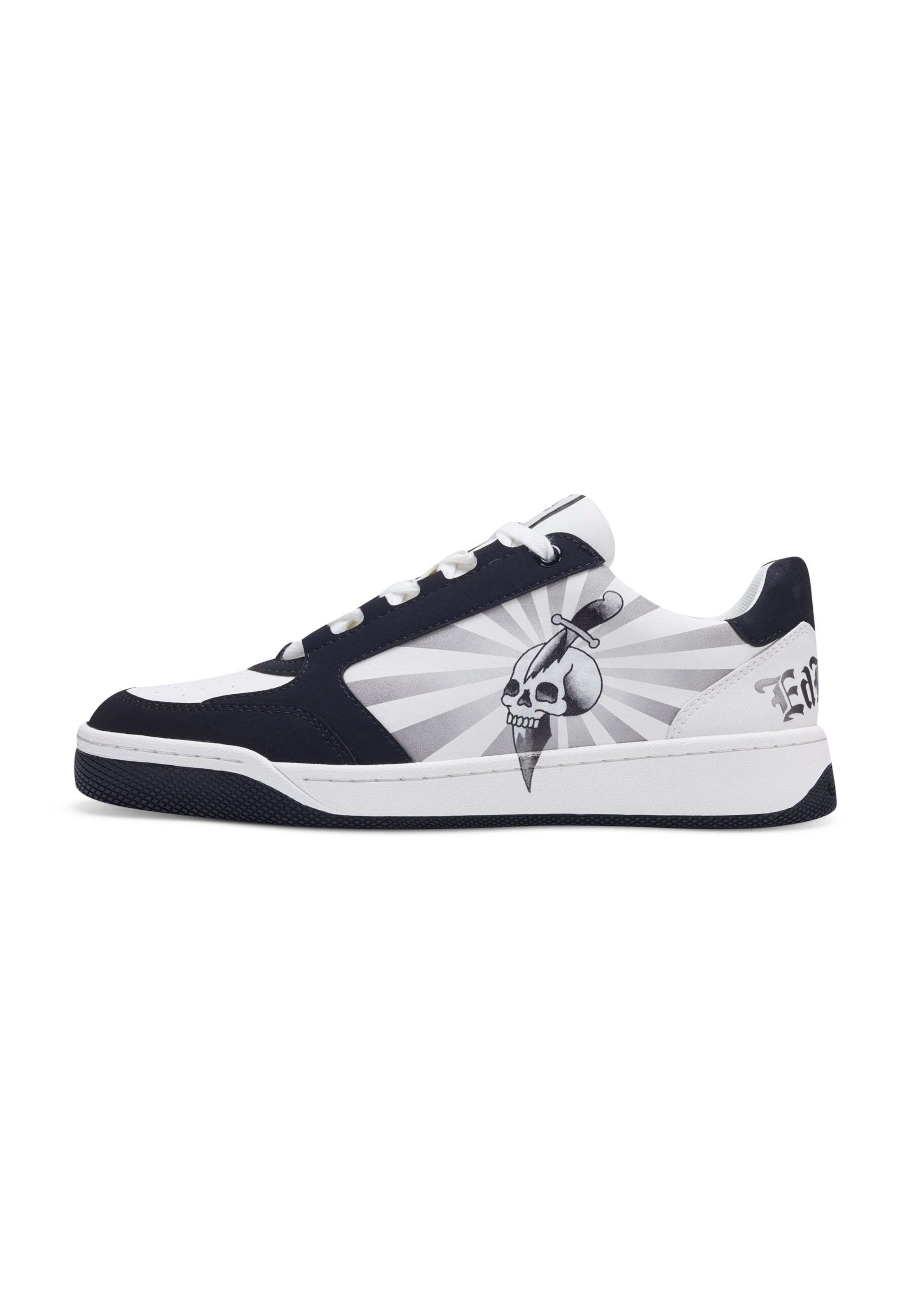 Ed Hardy Sneaker 'Skull Dagger' in schwarz / weiß, Produktansicht