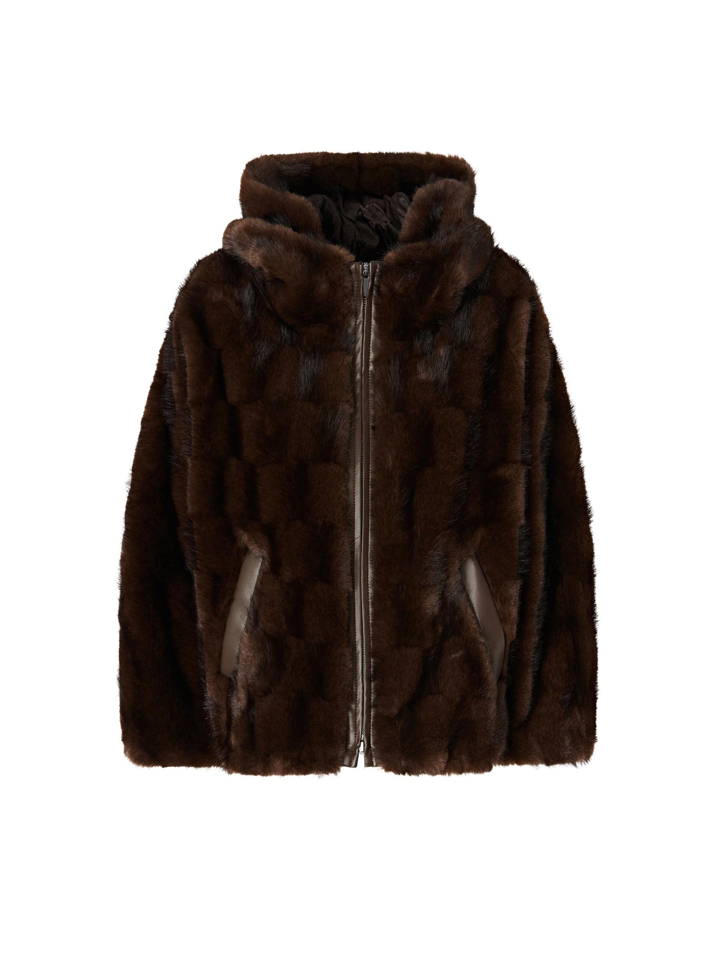 PINKO Winter jacket 'PINKO CADETIA  CAPPA ASPEN ASPETTO VISONE SCANA PELLICCIA' in Brown: front