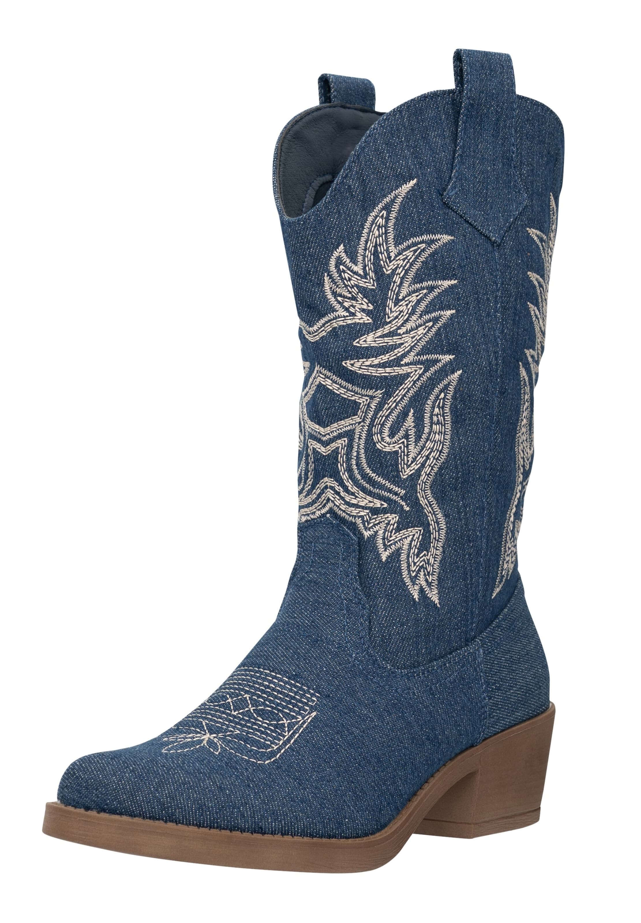 Salinyang Cowboylaarzen in Blauw: voorkant