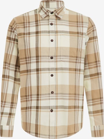 WE Fashion Regular fit Button Up Shirt in Beige: front