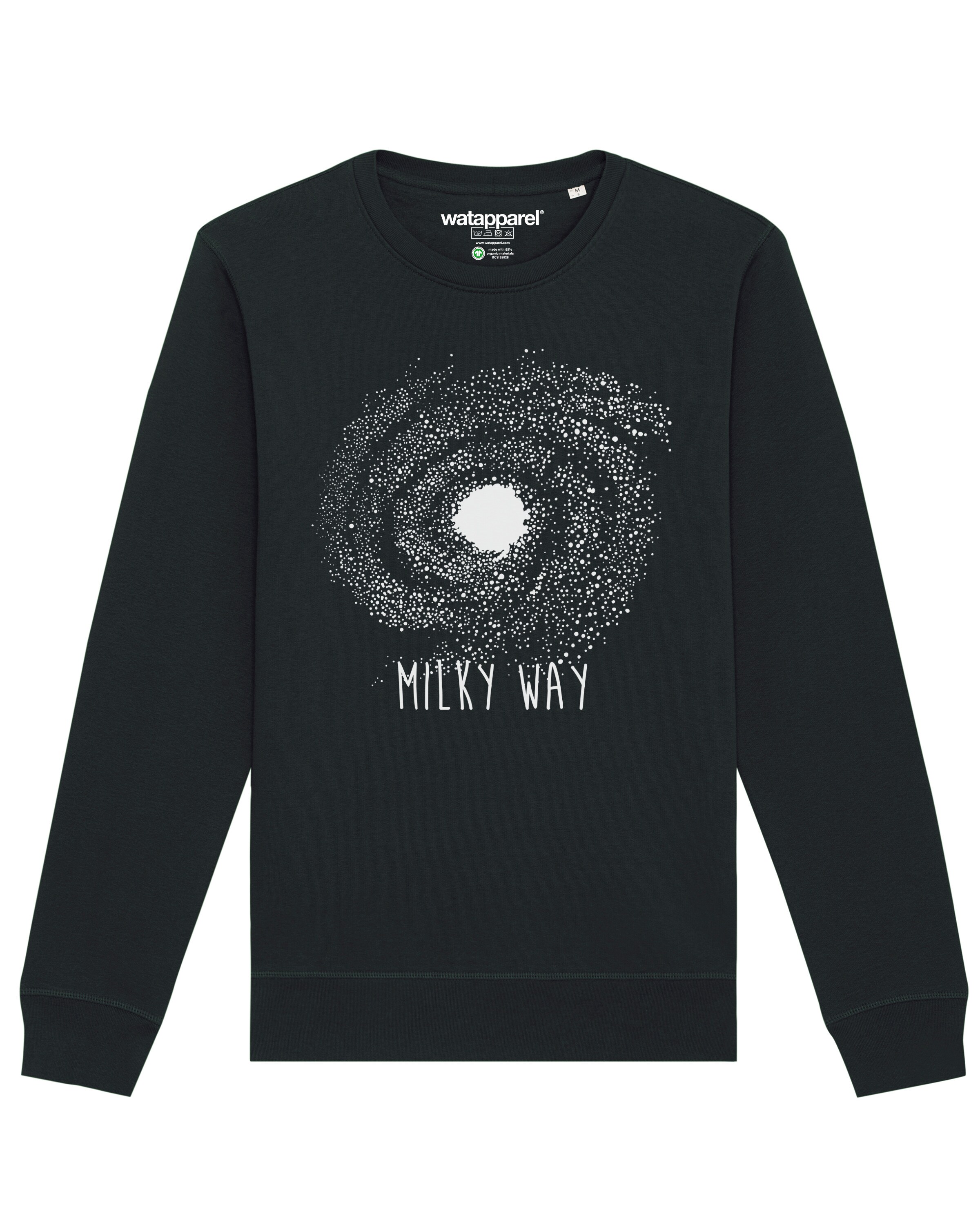 Watapparel Sweatshirt ' Milky way ' in Zwart: voorkant