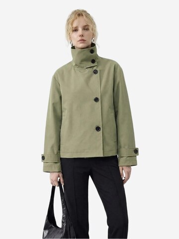 Bianco Lucci Between-Seasons Coat in Green: front