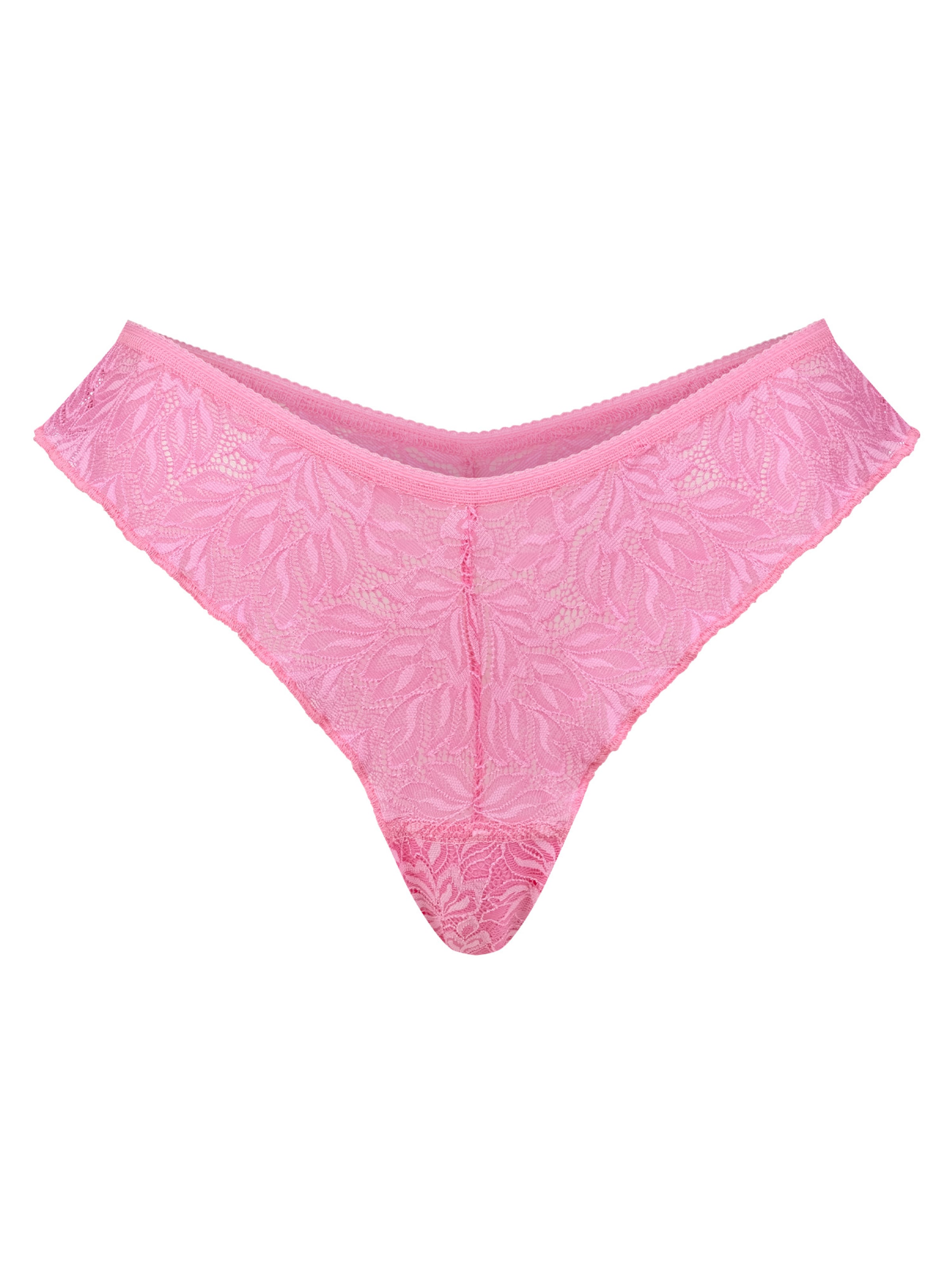 Erlich Textil - Tanga 'Iconic Lace' em rosa: frente