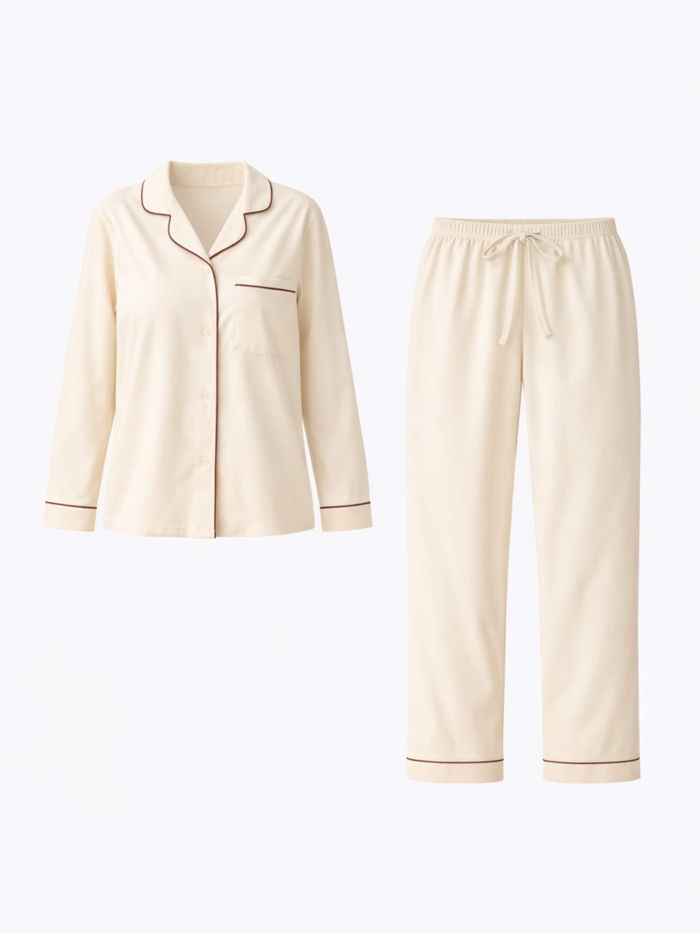 Pigiama 'Leafletic Women’s Nightwear Long set' di LEAFLETIC in beige: frontale