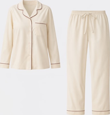 Pigiama 'Leafletic Women’s Nightwear Long set' di LEAFLETIC in beige: frontale