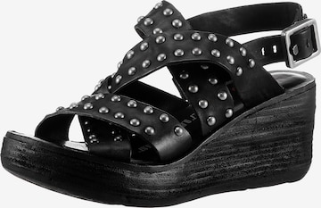 A.S.98 Strap Sandals in Black: front